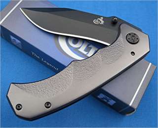 Colt Finger Grooved Aluminum Titanium Linerlock Knife  