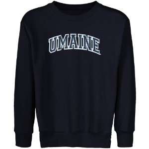  Maine Black Bears Youth Navy Blue Arch Applique Crew Neck 