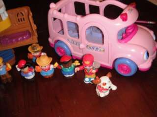 HUGE LITTLE PEOPLE LOT PIRATE SHIP BUS AIRPLANE FIGURES GREAT  