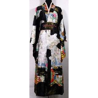 Shanghai Tone® Japan Geisha Kimono Robe Night Gown Black One Size