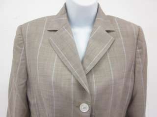 KITON NAPOLI Brown Wool Pinstripe Blazer Pants Suit 44  