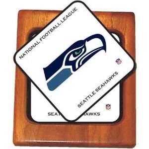  Seattle Seahawks Full Color Coaster Set with Alder Wood 