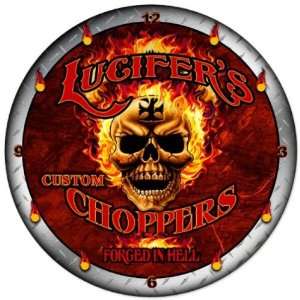  Lucifers Choppers Motorcycle Clock   Garage Art Signs 