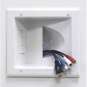  Recessed Low Voltage Media Plate with Duplex Receptacle 