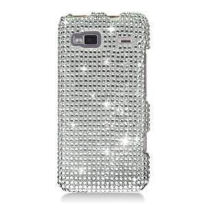 Silver With Full Rhinestones Faceplate Hard Plastic Protector Snap On 
