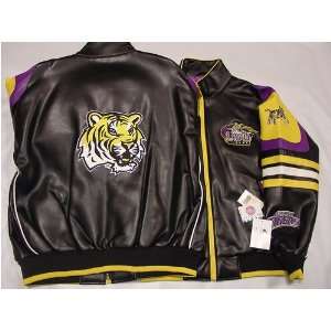  Louisiana State LSU Tigers NCAA Logo Pleather Adult Jacket 