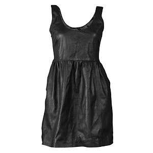 Womens Retro Vintage Pleated Lambskin Leather Dress  
