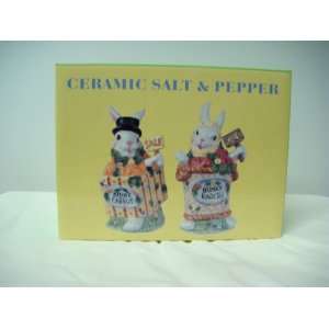  Ceramic Bunny Carrot/Bunny Radish Salt & Pepper Set 