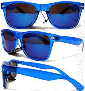   Color Translucent Wayfarer Sunglasses Blue Mirror Lens Blue KCD  