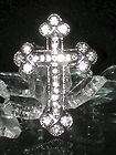 VTG STY EASTER CROSS SILVER GOLD WGP PIN BROOCH PENDANT NECKLACE~CLEAR 
