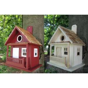   Red and Natural Kottage Kabin Birdhouse Set of 2 Patio, Lawn & Garden
