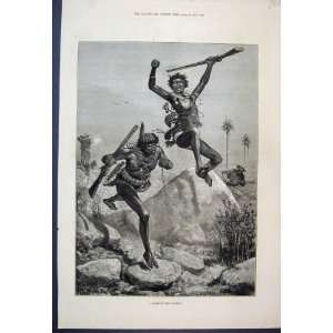  1878 Skirmish Kaffirs Men Shooting Old Print