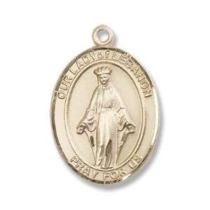  Gold Filled Our Lady of Lebanon Pendant Stainless Gold 