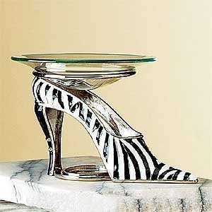  High Heel Shoe Design Glass Oil Burner Zebra