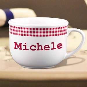 Personalized Red Gingham Latte Mug