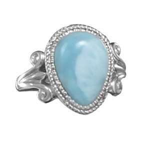  Blue Atlantis Stone Larimar Ring Pear Shape Sterling 