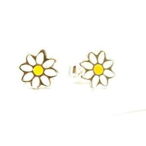  925 Silver Kiddies Enamel Daisy Earrings by TOC Jewelry