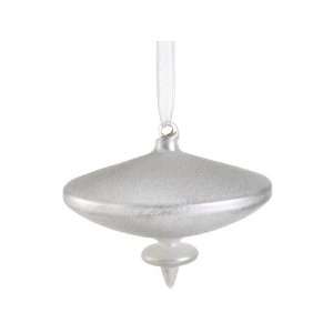  5Wx4.5L Glass Kismat Ornament Frosted White (Pack of 8 