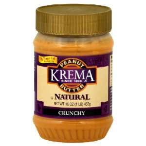 Krema, Peanut Butter Crunchy Nat, 16 Ounce (12 Pack)  