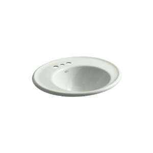   4W FF Iron Works Lavatory with White Exterior and 4 Centers, Sea Salt