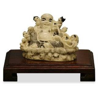 Laughing Buddha with Children   Red Wood 