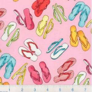  45 Wide Summer Sun Flip Flop Pink Fabric By The Yard 