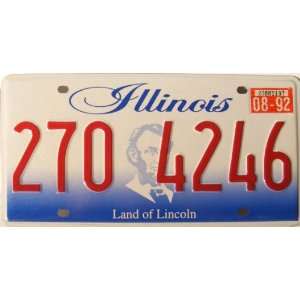  Illinois, Land of Lincoln (new) License Plate, red numbers 