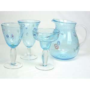  Artland Fiore Glass Pitcher   Turquoise