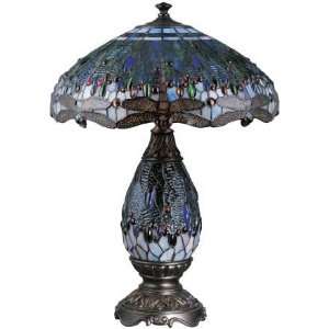 Dragon Fly  Table Lamp with Night Lite   Tiffany Shade (Free Delivery)