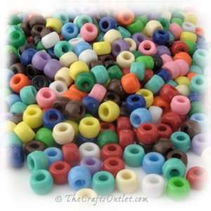   Plastic Round Opaque Pony Beads 6x9mm Multi Mix beads