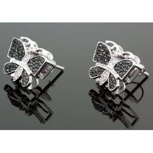  Sterling Silver Butterfly Fashion Hand Set Stud Earrings 