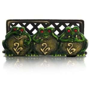  Jewelled GreeN Frog No EviL Business Card Holder New