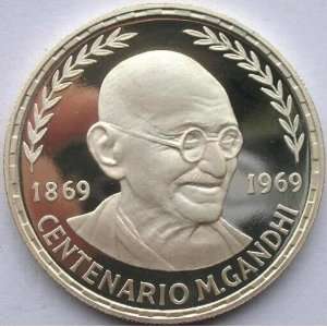  1969 Silver Coin Mahatma Gandhi Centennial Equatorial 