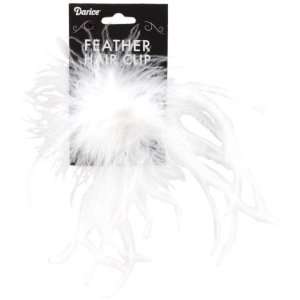 Ostrich Feather Hair Clip 1/Pkg White (FM5 504)