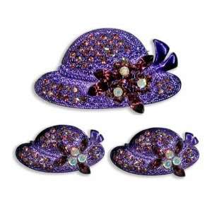  Purple Crystal Hat Brooch (Pin)   Brooch Only Jewelry