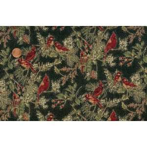 Hoffman #H8558 Winter Magic Christmas Red Birds and Foliage on Black 