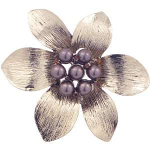    Topaz Pearl Flower Austrian Crystal Floral Pin Brooch Jewelry