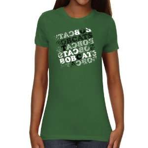  Ohio Bobcats Ladies Crossword Slim Fit T Shirt   Green 