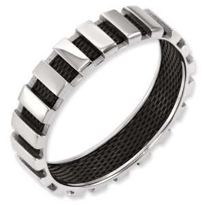  Titanium & Black Wire 6mm Band Size 11 Jewelry