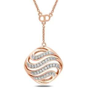  14k Rose Gold Diamond Necklace with Chain, ( .16 cttw, G H 