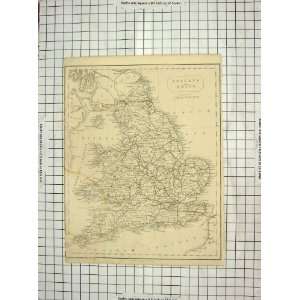    Antique Map England Wales Isle Man North Sea Becker