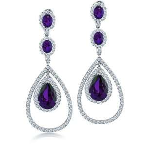  Bling Jewelry Triple CZ Purple Amethyst Color Teardrop 