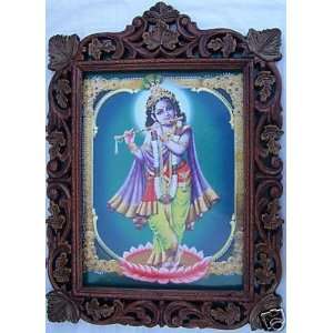 Lord Krishna standing in Lotus Flower, Frame