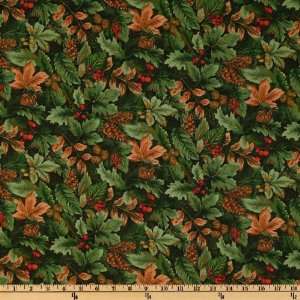 44 Wide Timeless Treasures Cardinals Season Foliage Green Fabric By 