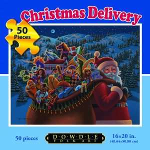    Dowdle Folk Art Christmas Delivery 50pc 16x20 Puzzles Toys & Games