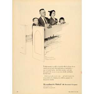  1956 Ad Massachusetts Mutual Insurance Family Church 