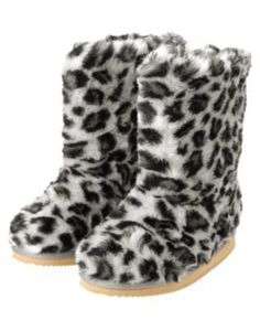 NWT Gymboree Tres Fabulous black gray fur Leopard boots shoes 12 