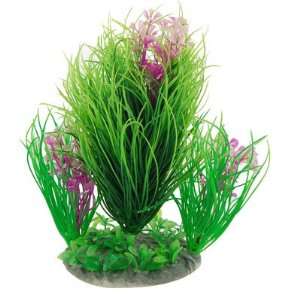   Plastic Purple Flower Accent Green Needlelike Plants
