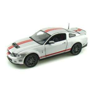  2011 Ford Shelby GT500 1/18 Silver w/ Red Stripes Toys 