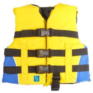  MW Child 3 Buckle Life Jacket Vest   Yellow/Blue Sports 